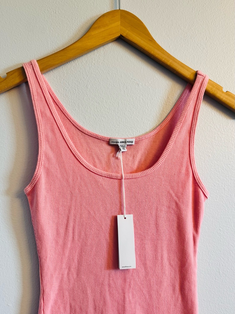 NWT Standard James Perse Ribbed Tank Size 0/XS‎ Pink Scoop Neck Cotton Quiet - Picture 3 of 7